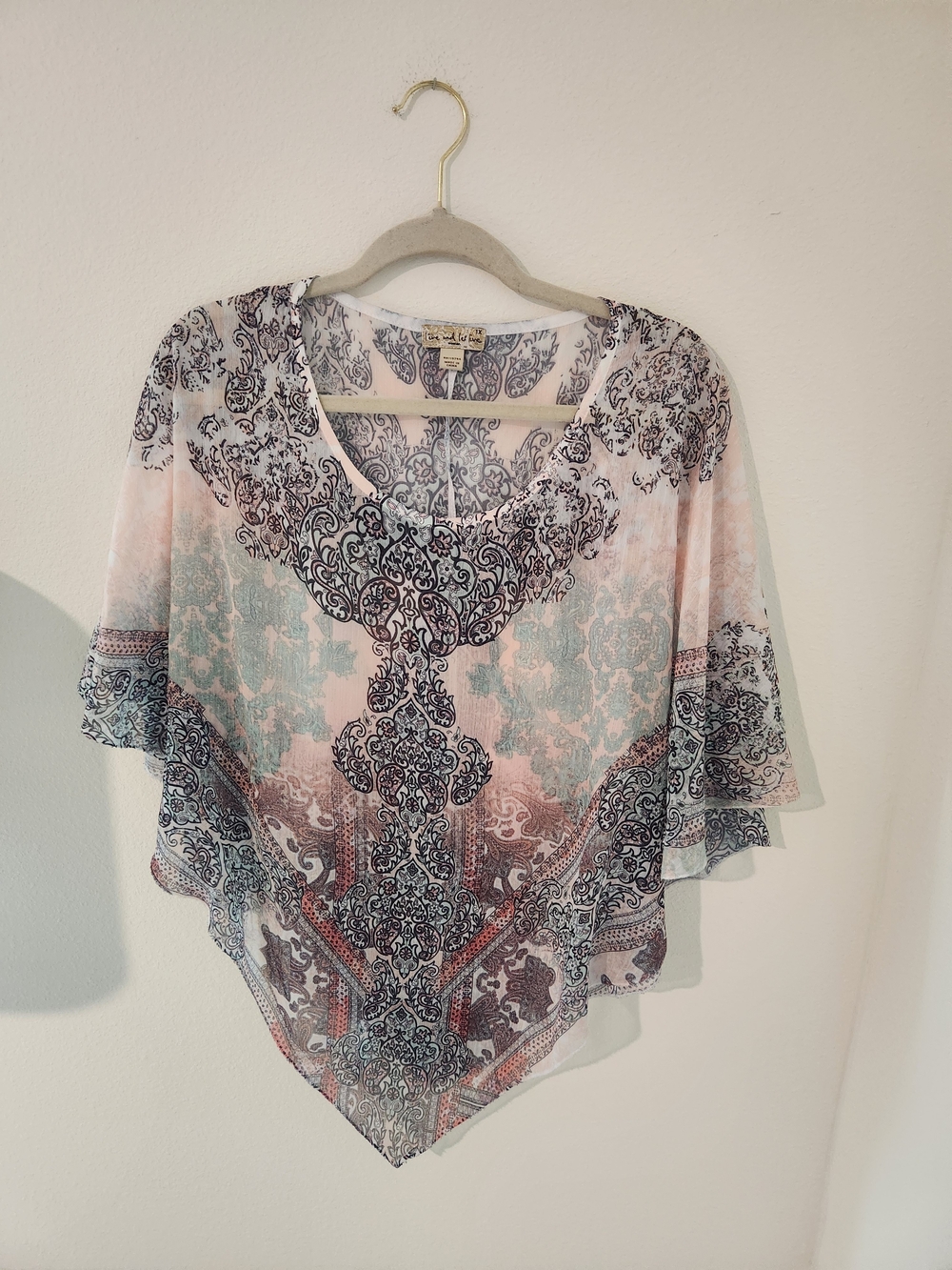 live and let live Pink and Blue Paisley Poncho Tunic